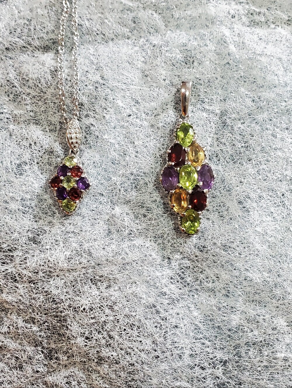 MultiGemstone Stainless Steel Pendant- Peridot, Amethyst, Citrine, Garnet 3.5ctw - Picture 5 of 6